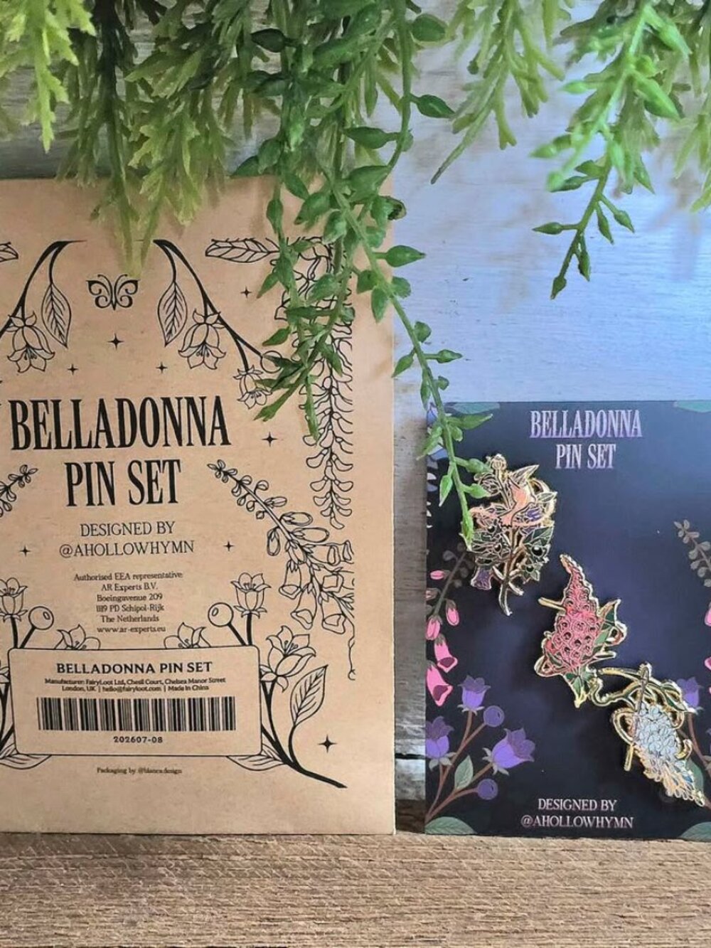 New Fairyloot Belladonna by Adalyn Grace 3 Piece Floral Pin Set